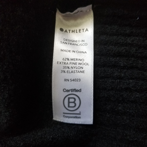Athleta Black Transit Womens Sz Med Crew Sweater Merino Wool Blend Pullover - Picture 8 of 12